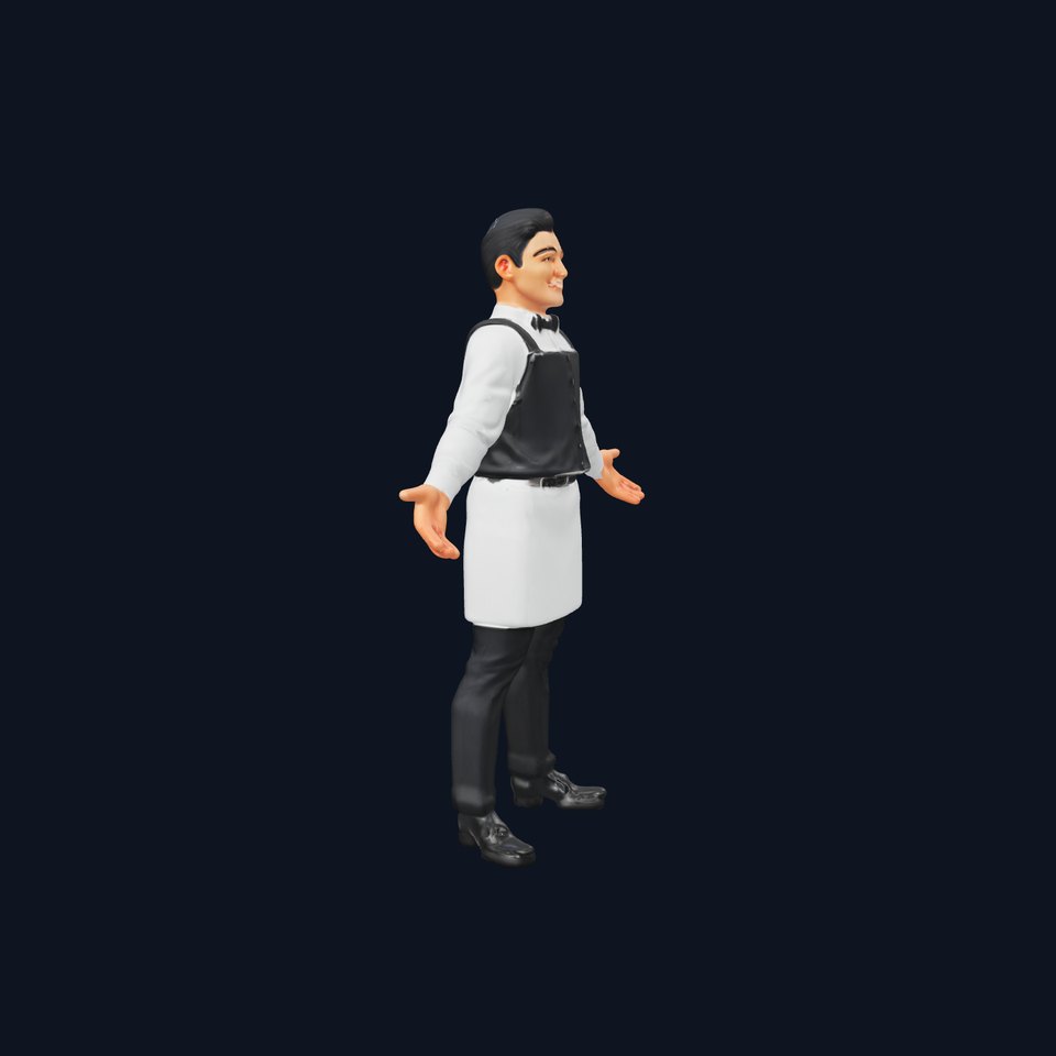 Elegant Waiter Character Model Pack